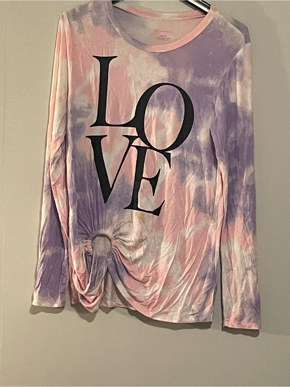 No Boundaries Pink & Lavender Tie-Dye "LOVE" Long Sleeve Top. Item #11546